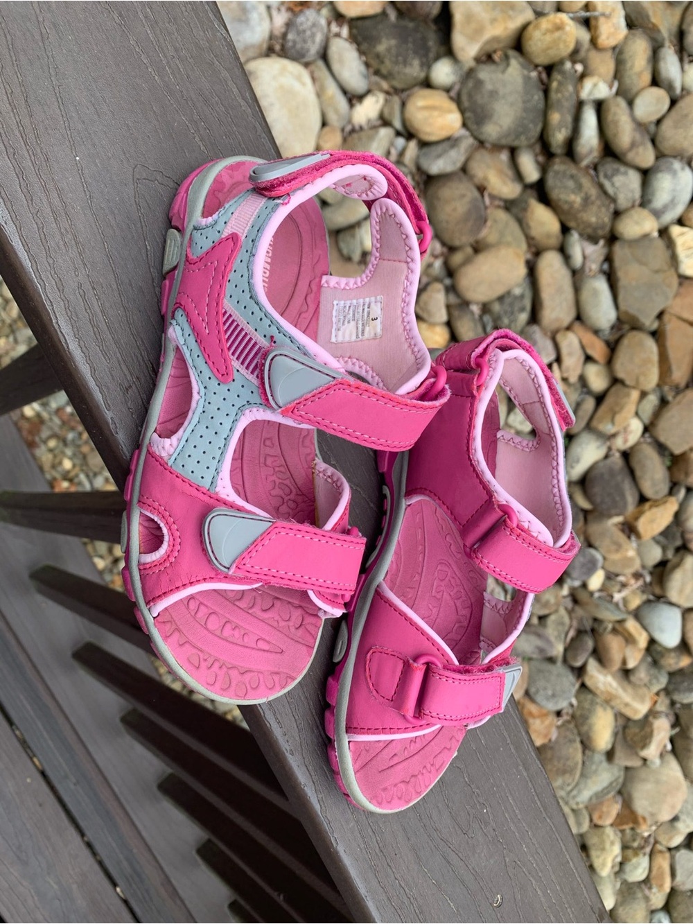 Khombu Pink Kids Active Velcro Sandals